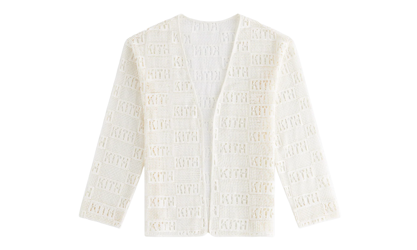 Ethan Logo Lace Cardigan "Off-White" khw010111 114