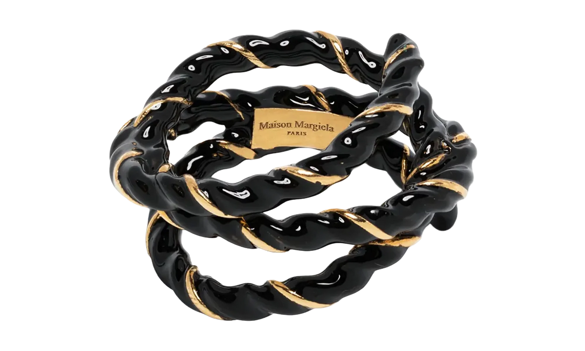 GOLD PLATED TWISTED RING "Black / Gold" SM1UQ0108P6477967