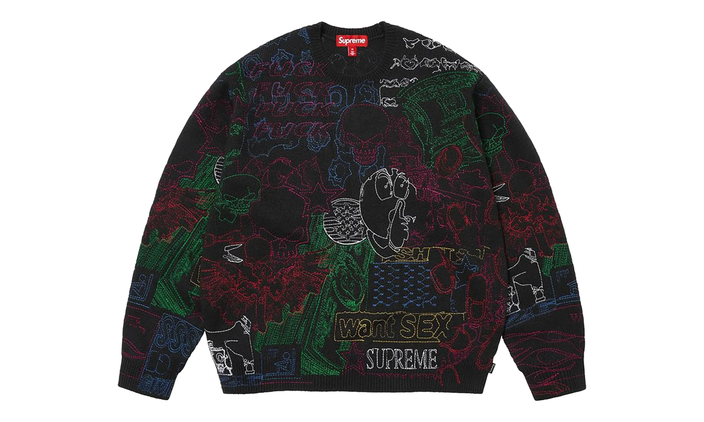 Collage Embroidered Sweater "SS26 - Black" SU27293