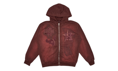 Travis Scott Fanatics Fest Houston Teams Zip Up Hoodie "Brick Red" TSUC58
