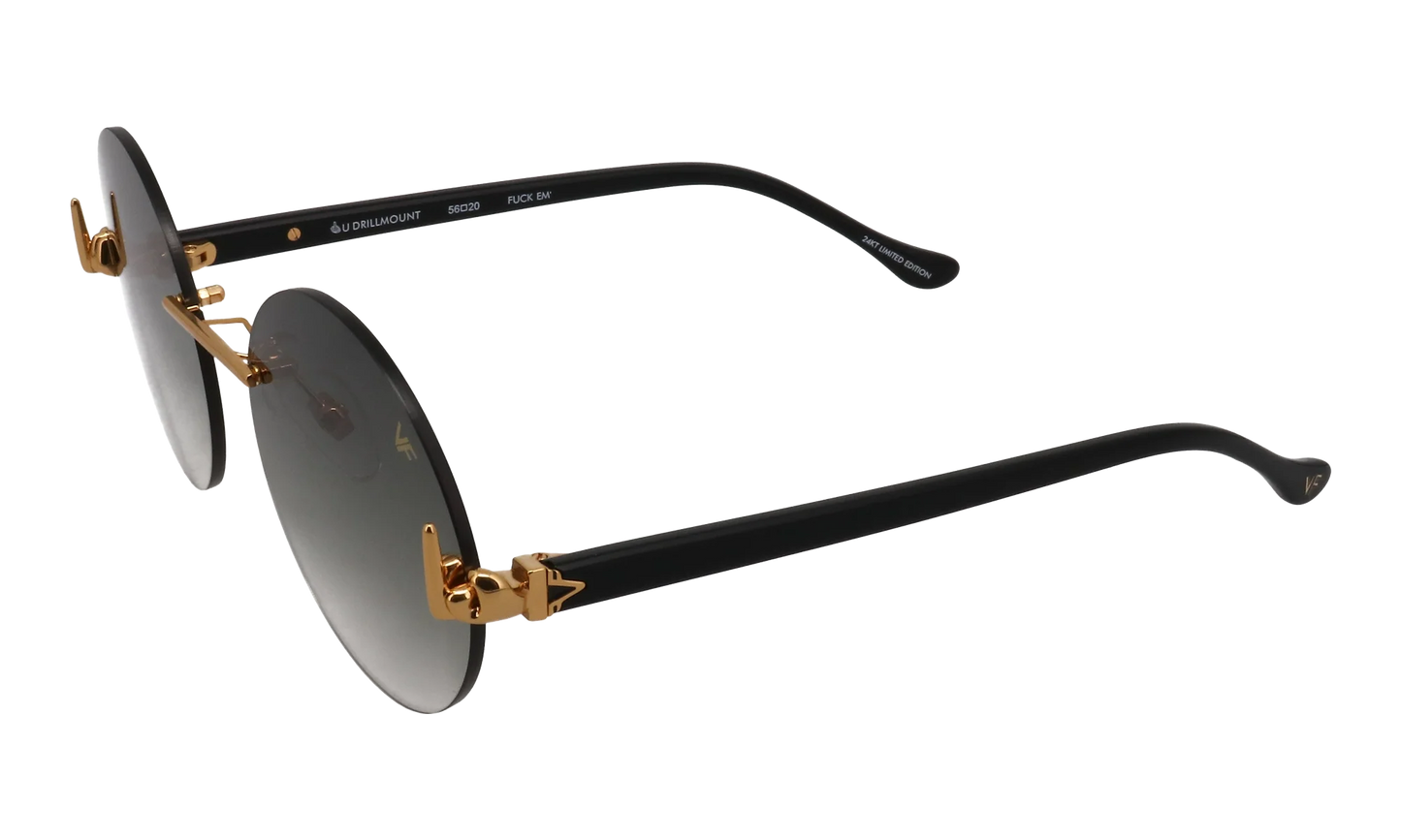508 Rimless Drill Mount F.U. Edition 24KT "Yellow Gold / Black / Grey Gradient" DMMF2 0003 15T8