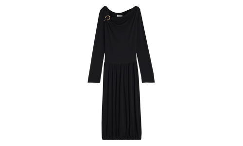 DRAPED MIDI DRESS WITH BROOCH "Black" RW DR0004 4792 P23_10