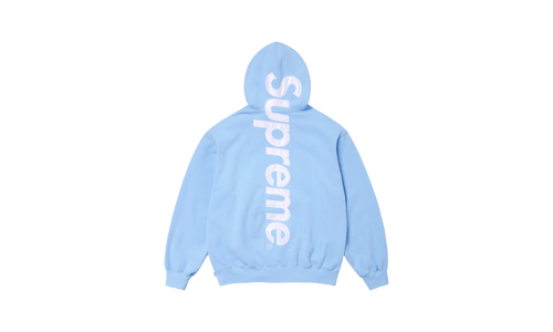 SATIN APPLIQUÉ HOODED SWEATSHIRT "FW24 - Light Blue" SU528