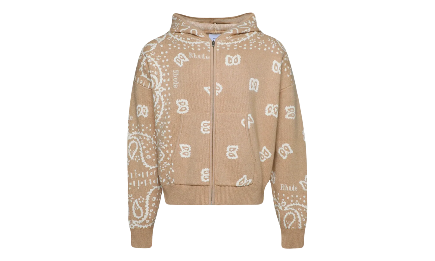 Bandana Knit Zip-Up Hoodie "Tan / Cream" RHPS24SW02973517 TCM