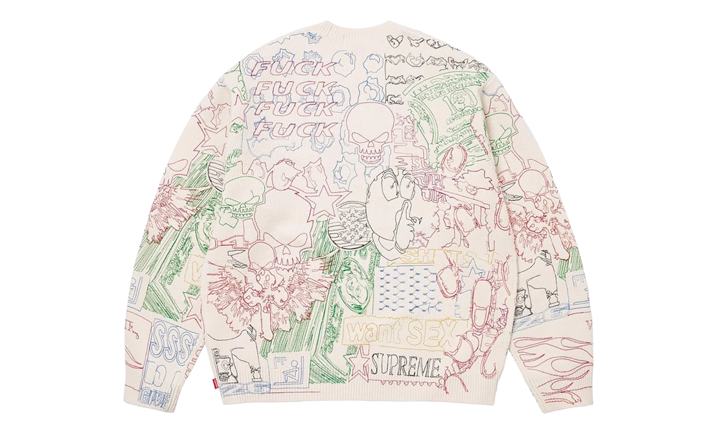 Collage Embroidered Sweater "SS26 - White" SU27294