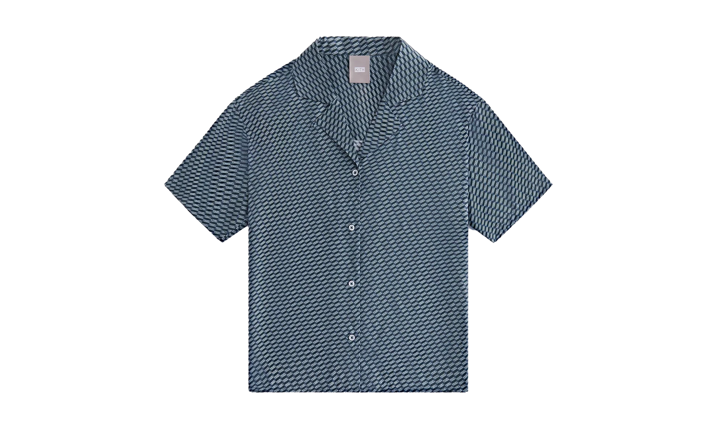 Elena Monogram Silk Camp Shirt WMNS "Navy" khw030292 336