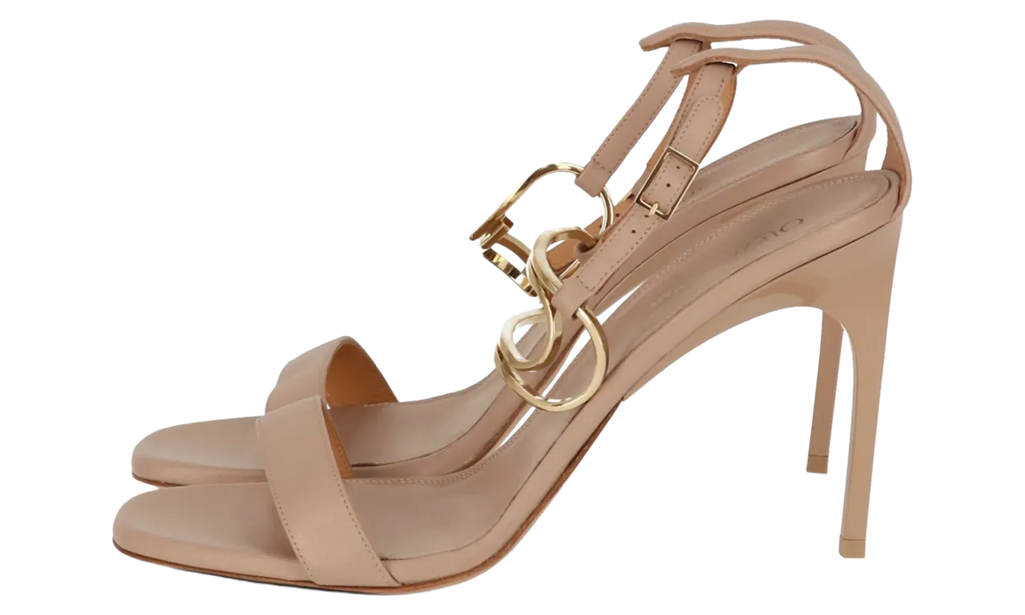 Gold Paperclip Leather High Sandal WMNS "Gold" OWIH045S23LEA0016176