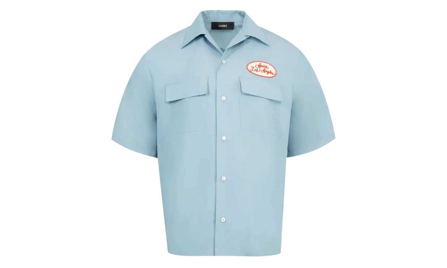 Station Patch Bowling Shirt "Ashley Blue" AMSTCA1150 ASHL