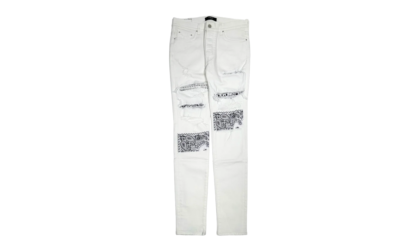 Vintage Bandana Art Patch Jeans "White" PS22MDS023 140