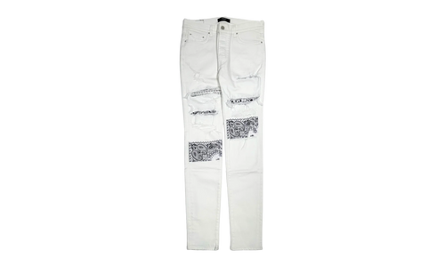 Vintage Bandana Art Patch Jeans "White" PS22MDS023 140