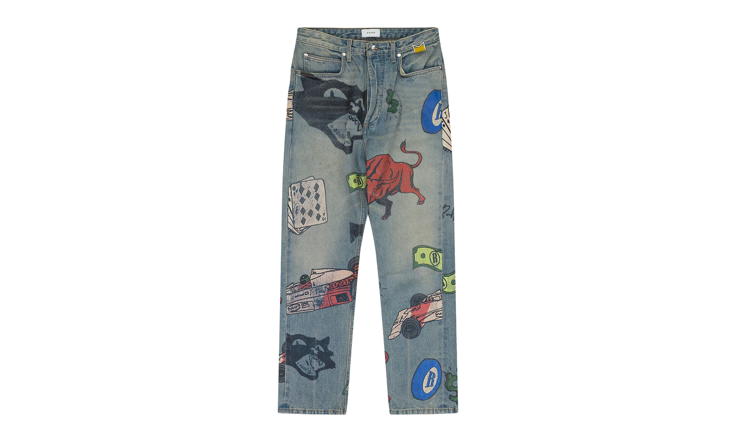 Painted Denim Pants "Indigo" RHD-MJNS-0042