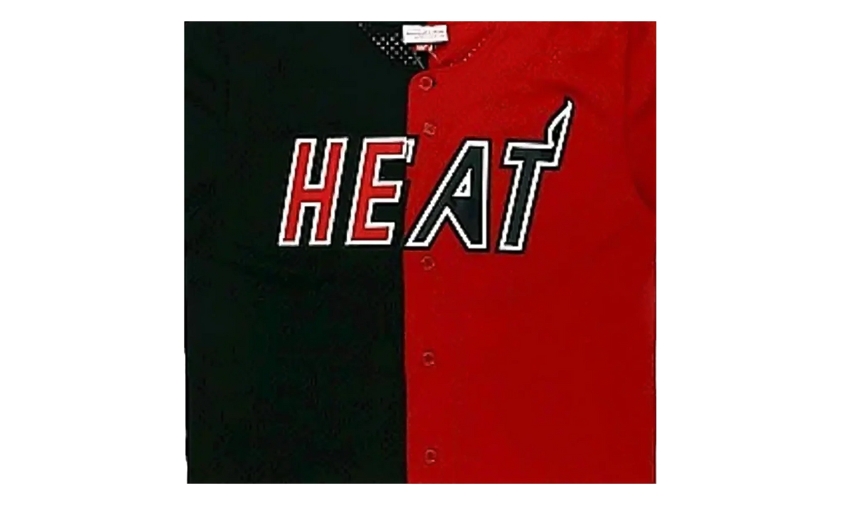 NBA Split Color Mesh Button Front Shirt "Miami Heat - Black" BA88XN MHE K HF1