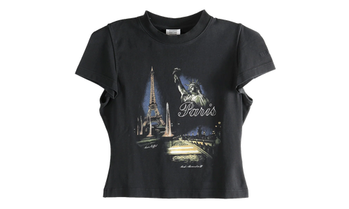 Paris Tourist Front Sleeve Baby T-Shirt WMNS "Black" WE76TR554B BLAC