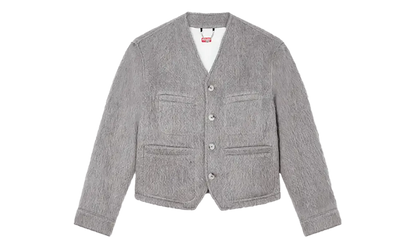 Hairy Collarless Jacket "Pale Grey" FF65VE1169PE93
