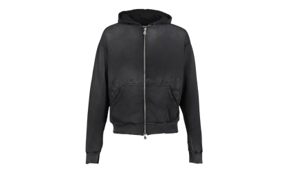 Elliott Distressed Logo Zip Up Hooded Sweatshirt "Washed Black" SS25HO005 WBLK