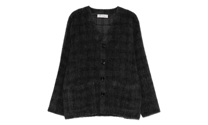 Hairy Wool Cardigan "Fuzzed Plum Check" M2263CF