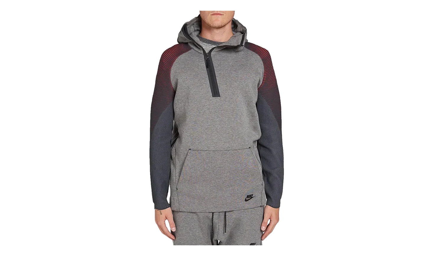 Tech Fleece Long Funnel Zip Hoodie "Carbon Heather / Black" 805655 063
