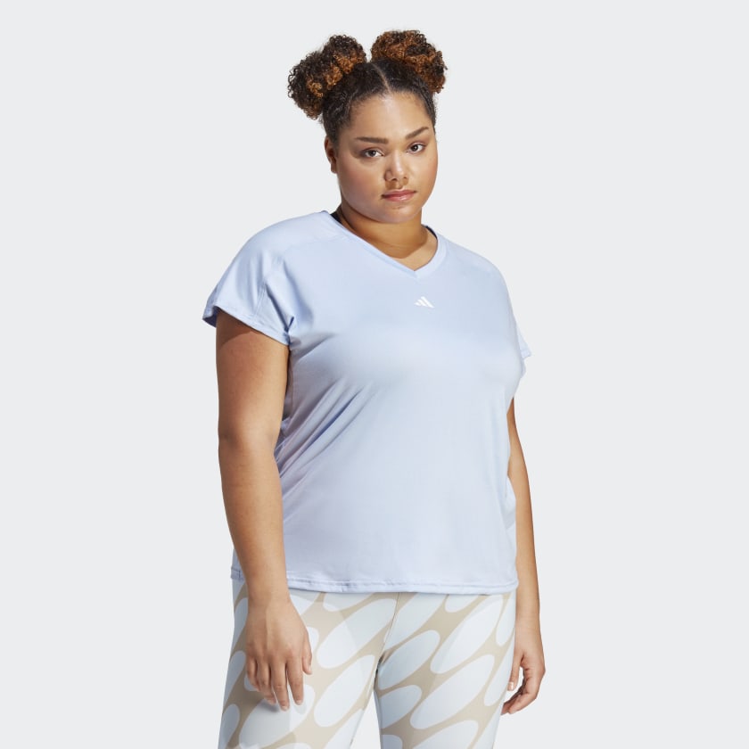 Women's adidas AEROREADY Train Essentials Minimal Branding V-Neck Tee (Plus Size)