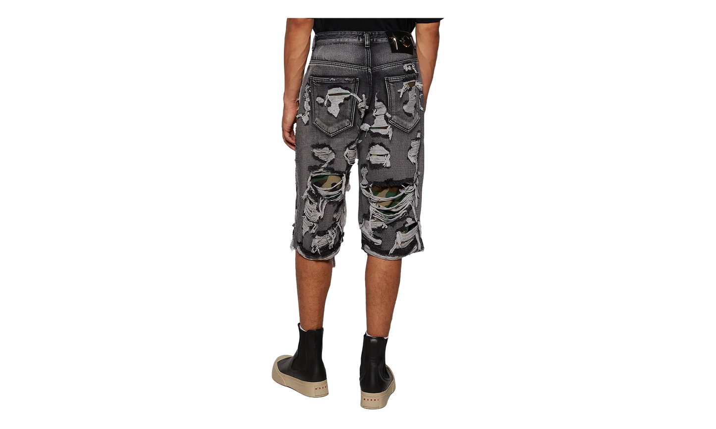 Hell Camo Denim Shorts "Black" TC25PT2202