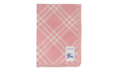 MU Wide Check Wool Silk Scarf "Sugar Pink" 8123251
