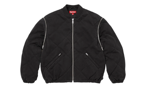 Zip-Off Sleeve Quilted Bomber Jacket "Black" SU26991