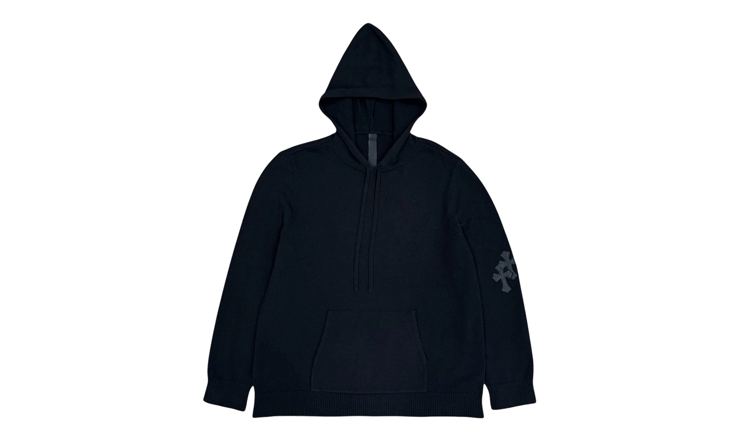 Leather Cross Patch Cashmere Hoodie "Black" CHRM1123