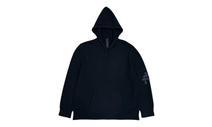 Leather Cross Patch Cashmere Hoodie "Black" CHRM1123