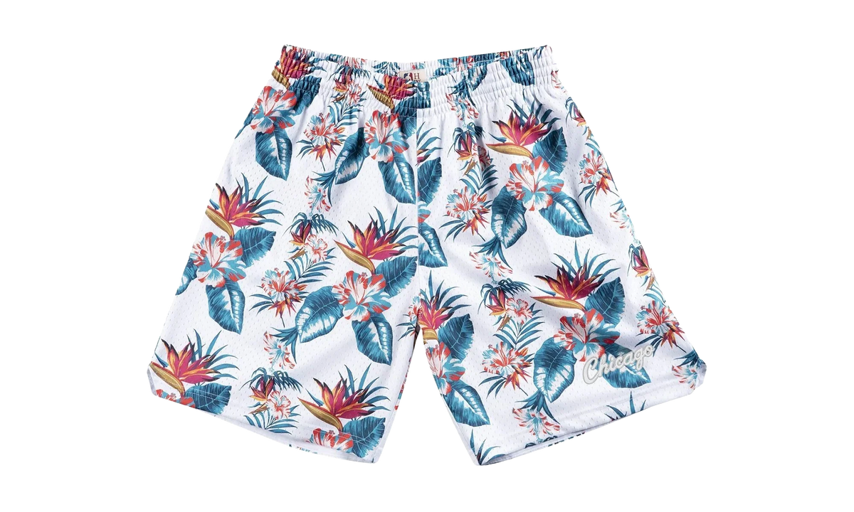 NBA Floral Mesh Shorts "Chicago Bulls - White" SHORMG18023 CBUPTWH1