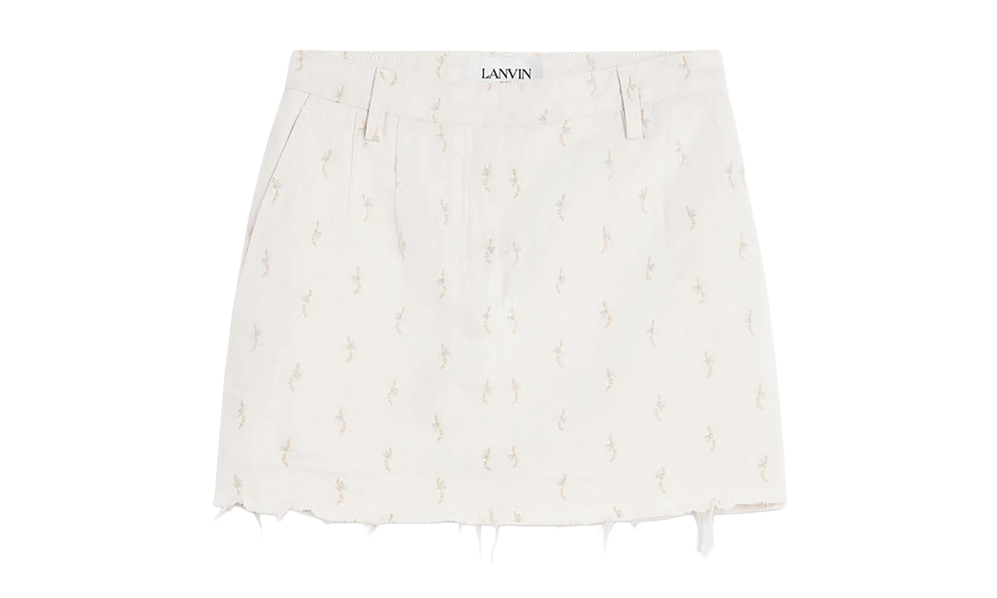 LINEN EMBROIDERED MINI SKIRT "Ecru" RW ST0203 D061 E23 02