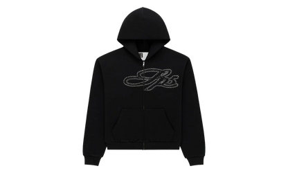 Rhinestone Script Zip Hoodie "Black" SP5der351