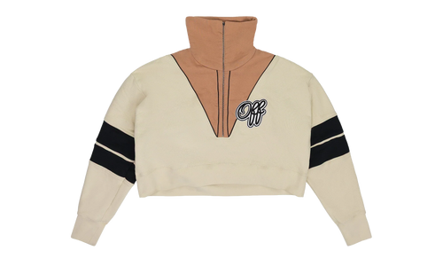 Intarsia Crop Half Zip Sweater "Cream" OFW WTPS 0001