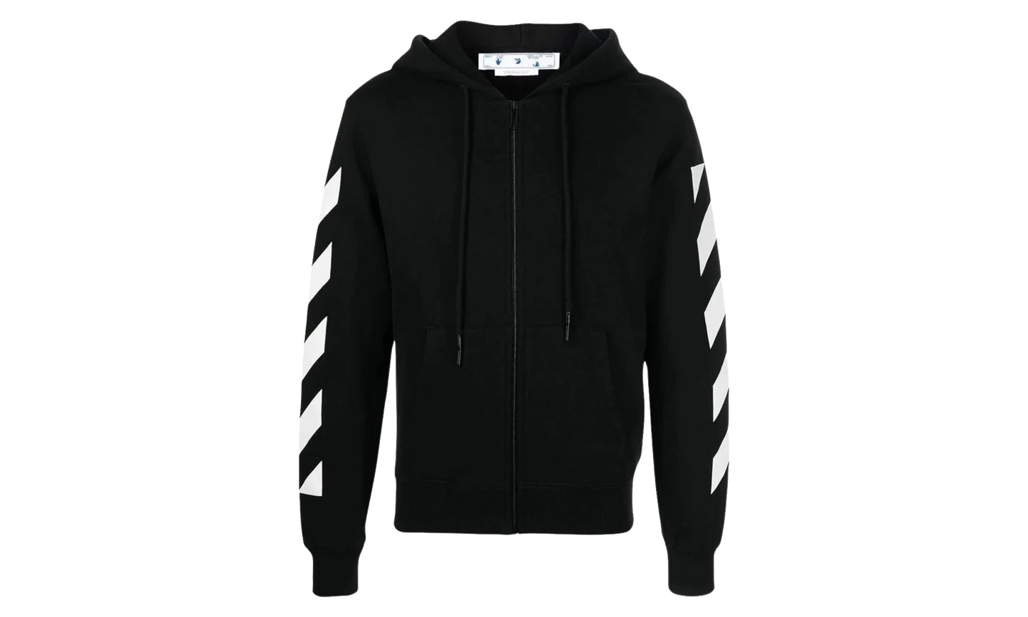 Diag Arrow Knit Zip Hoodie "Black / White" OMHA080C99KNI0011001