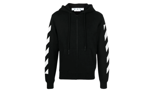Diag Arrow Knit Zip Hoodie "Black / White" OMHA080C99KNI0011001