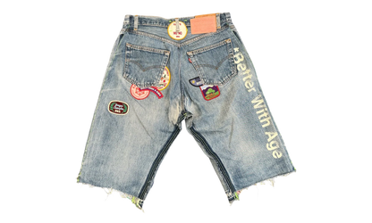 Gentlemen's Triple-Wide Long Denim Shorts "Indigo" BWA94
