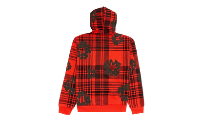 The Cotton Wreath Logo Zip Up Hooded Sweatshirt "Plaid - Red / Black" DT297