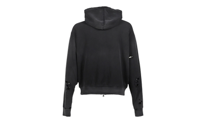 Elliott Distressed Logo Zip Up Hooded Sweatshirt "Washed Black" SS25HO005 WBLK