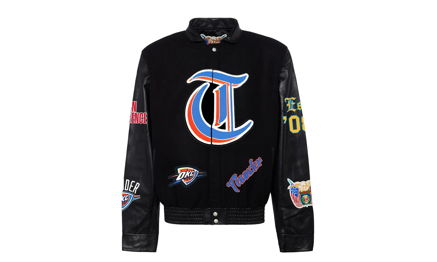 Oklahoma City Thunder Wool & Leather Old English Varsity Jacket "Black" NBA OKL THU 101