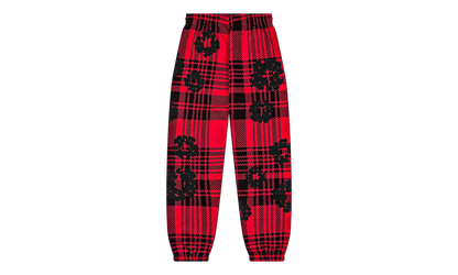 Plaid Cotton Wreath Sweatpants "Red" DT387