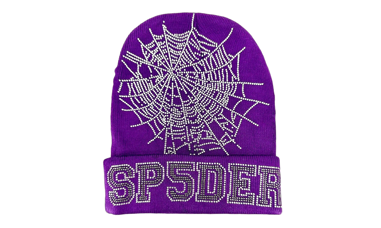 RHINESTONE WEB BEANIE "Purple" SP5der108