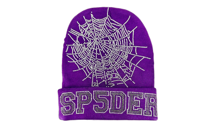 RHINESTONE WEB BEANIE "Purple" SP5der108