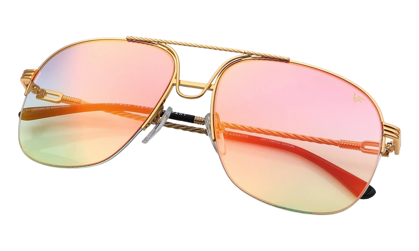 Collins Half Rim 24KT "Yellow Gold / Electric Blue Green" MPCL2 0004 54T7