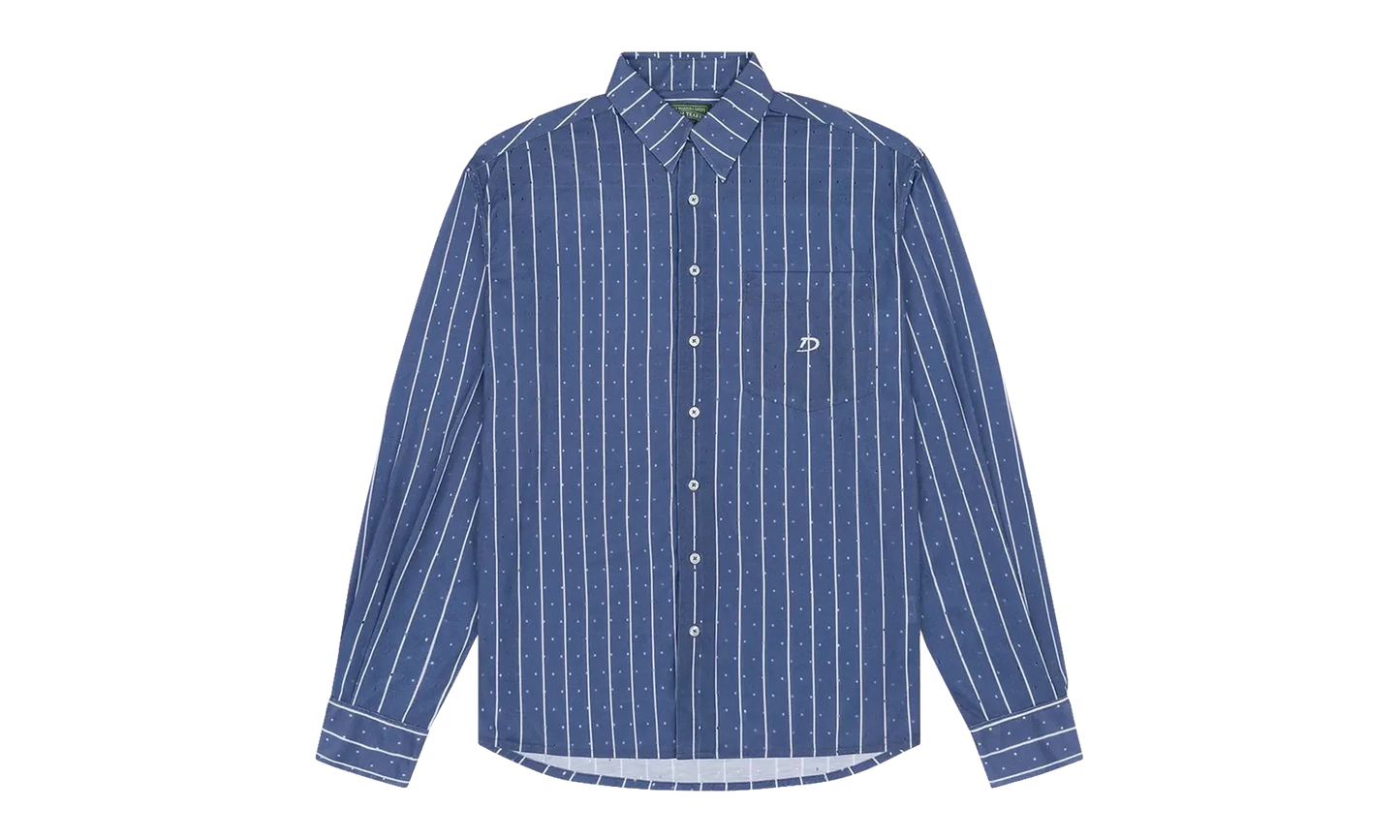 Coach Oxford Mesh Button Up Shirt "Blue" DT597