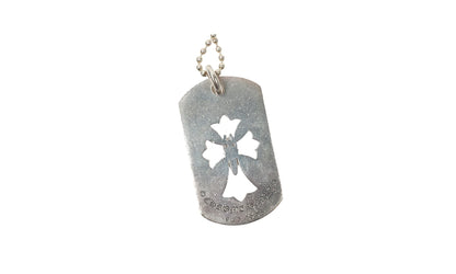 Dagger Dog Tag Pendant & Ball Chain "Silver" CHRM0664