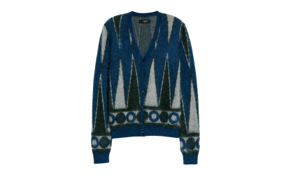 Backgammon Mohair-Blend Cardigan "Green / White" MKC008 344