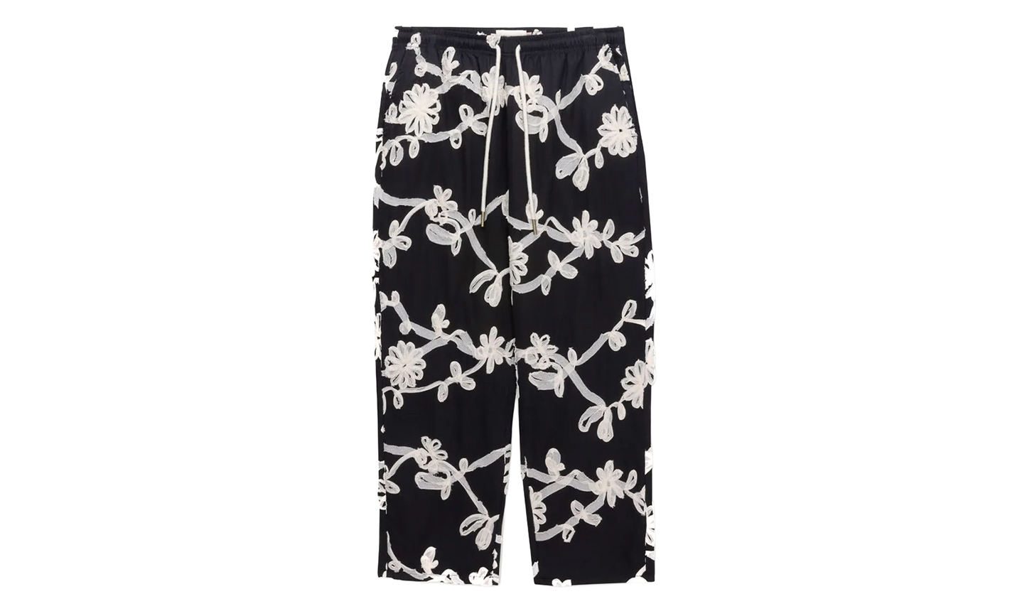 Floral Ribbon Ankle Pants "Black" HTG260126 BLK