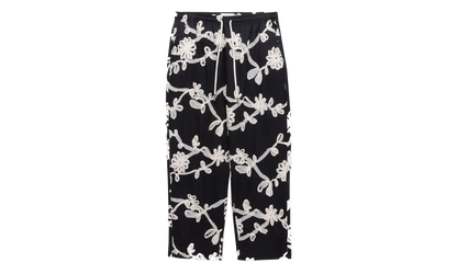 Floral Ribbon Ankle Pants "Black" HTG260126 BLK
