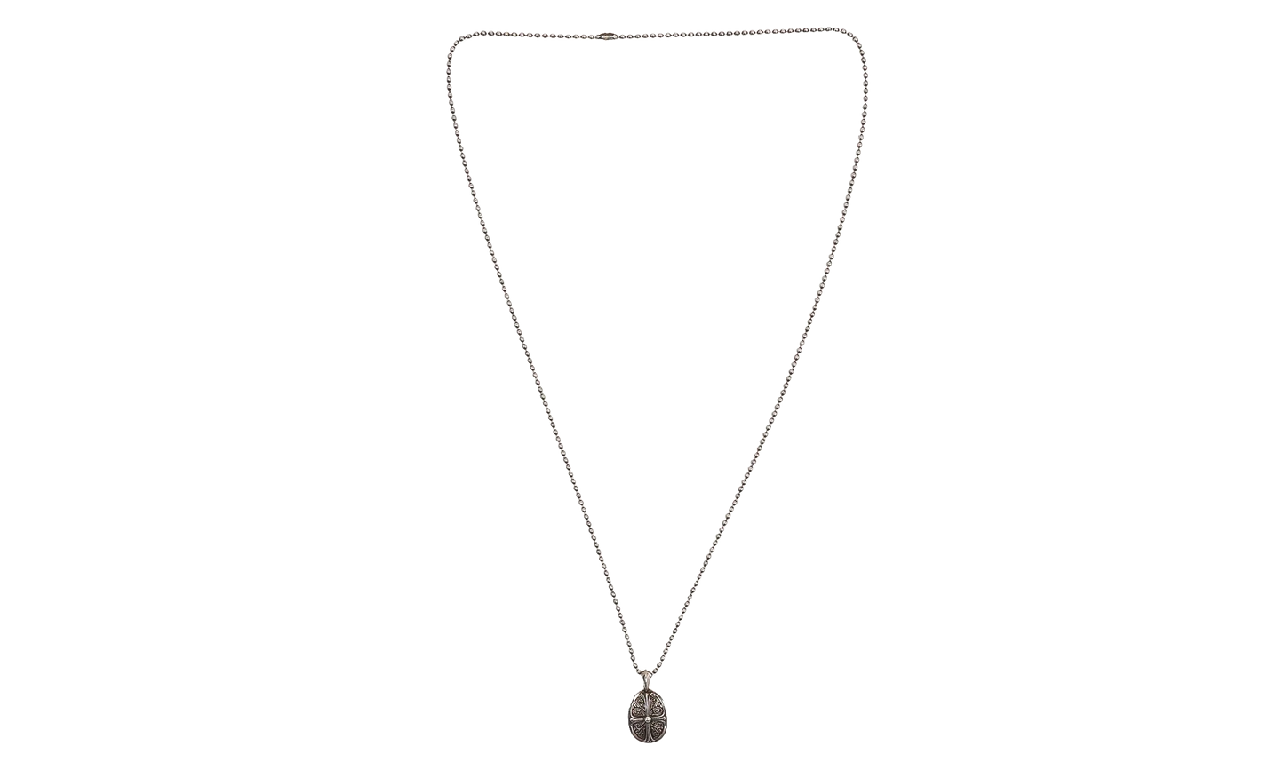 Oval Cross Pendant with Ball Chain "Silver" CHRM1135