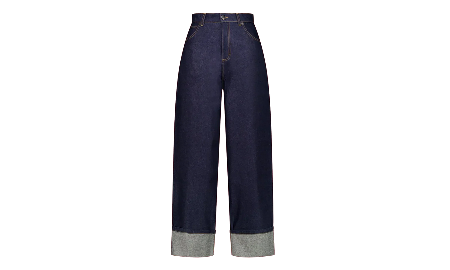 Navy Knitted Pocket Loose Fit Jeans "Blue" 52040201
