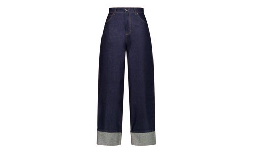 Navy Knitted Pocket Loose Fit Jeans "Blue" 52040201