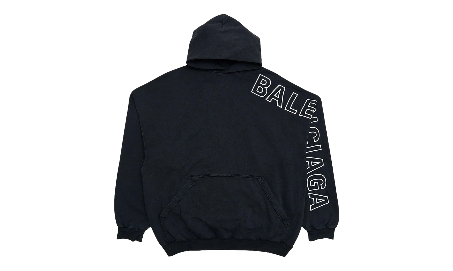 Embroidered Outline Logo Hooded Sweatshirt "Washed Black White" 739024 TOVV2 9034